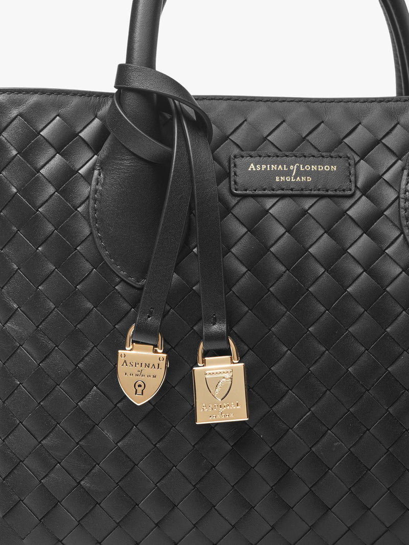 Aspinal of London woven leather midi tote bag (British brand)