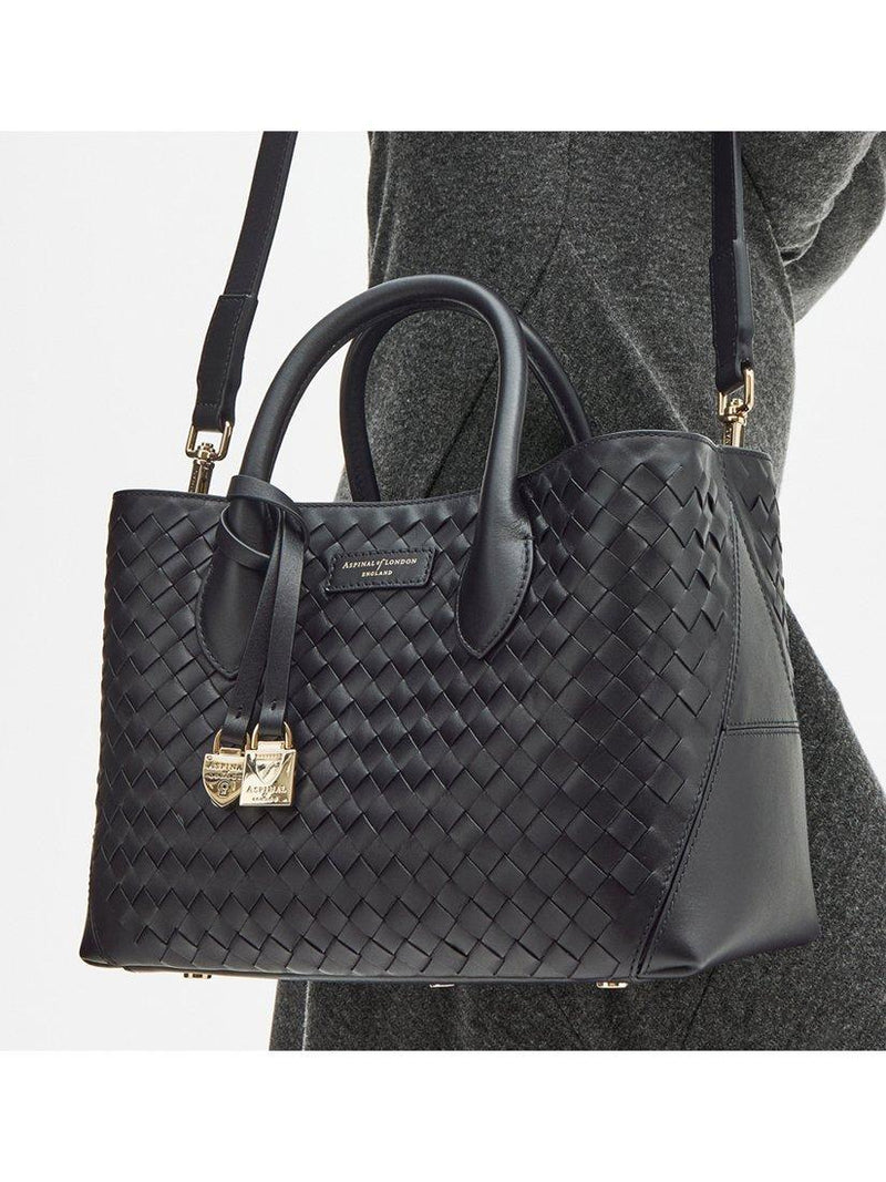 Aspinal of London woven leather midi tote bag (British brand)