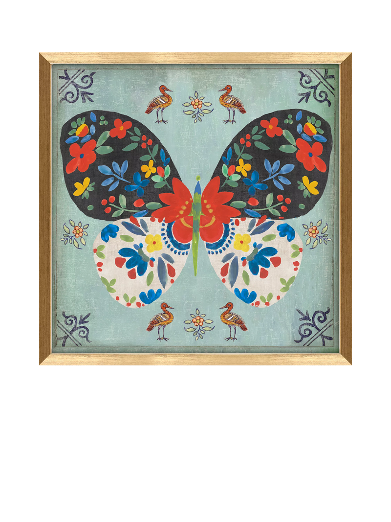John Lewis framed print Frida Butterfly blue gold 32x32cm - British product