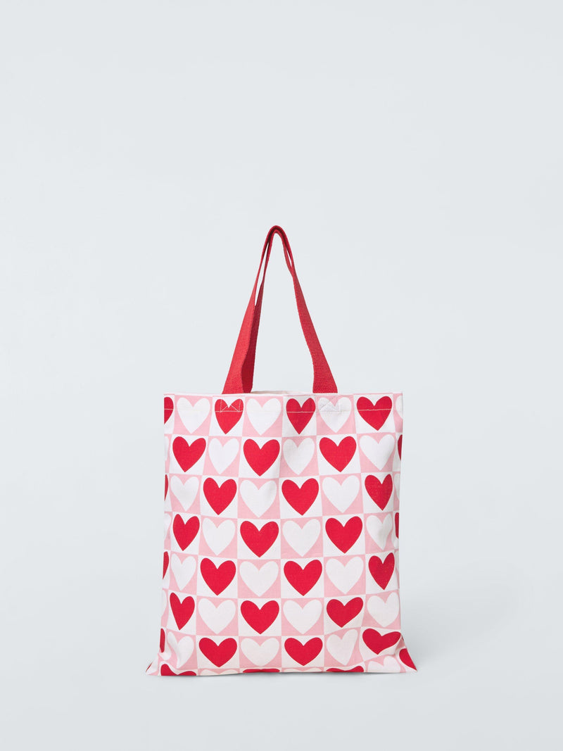 John Lewis hearts cotton tote bag pink red - British product