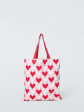 John Lewis hearts cotton tote bag pink red - British product