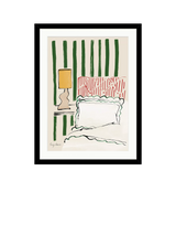 John Lewis John Lewis Lucy Deaner 'Striped Green Bedroom' Framed Print & Mount, 42 x 32cm- Buy online at McGrocer