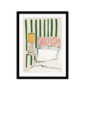 John Lewis framed print striped green bedroom 42x32cm - British product