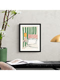 John Lewis framed print striped green bedroom 42x32cm - British product