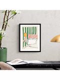 John Lewis framed print striped green bedroom 42x32cm - British product