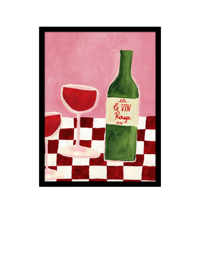 John Lewis John Lewis Emily Daborn 'Le Vin Rouge' Framed Print, 42 x 32cm, Pink/Multi- Buy online at McGrocer