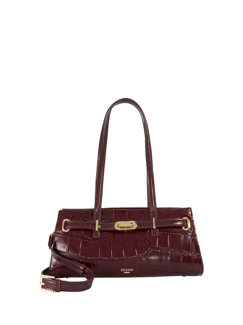 Dune London Depend leather shoulder bag burgundy (British brand)
