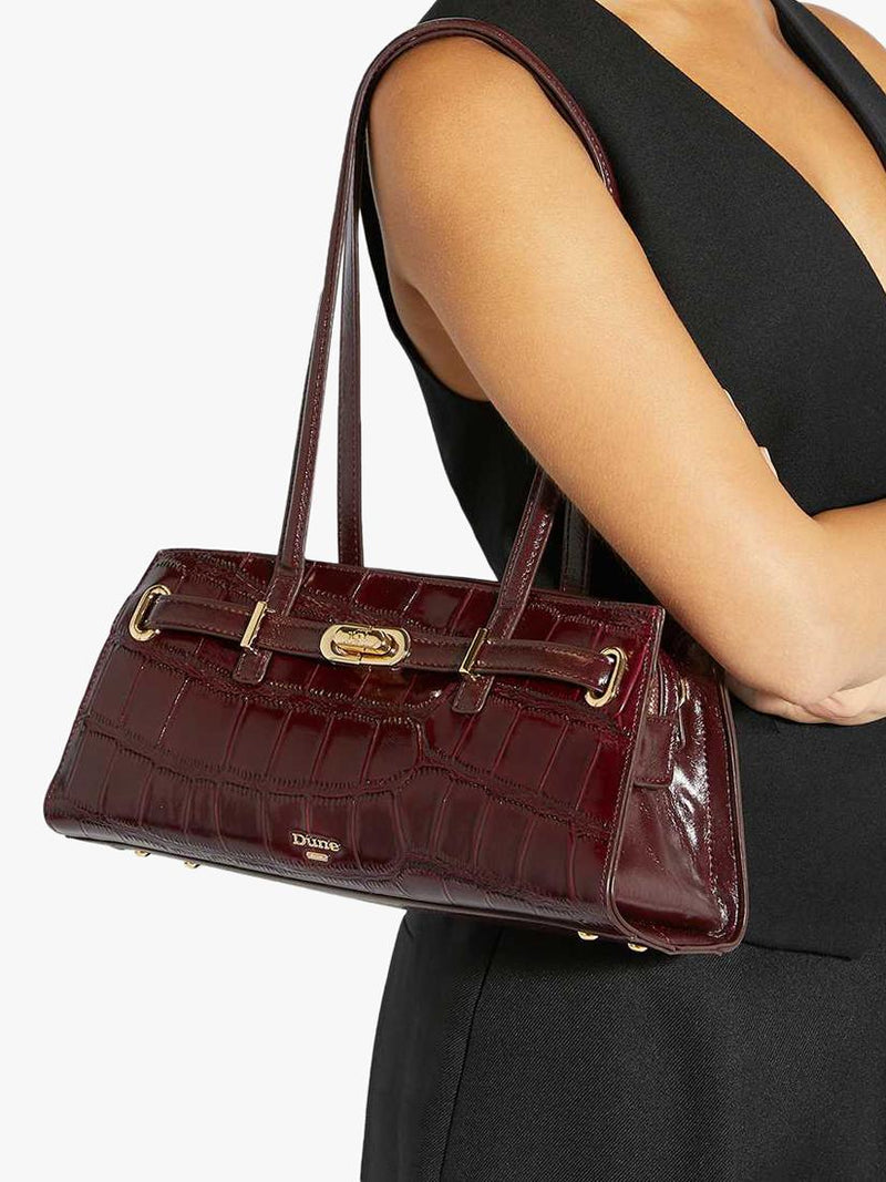 Dune London Depend leather shoulder bag burgundy (British brand)