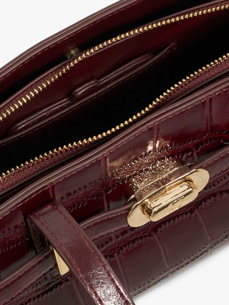 Dune London Depend leather shoulder bag burgundy (British brand)
