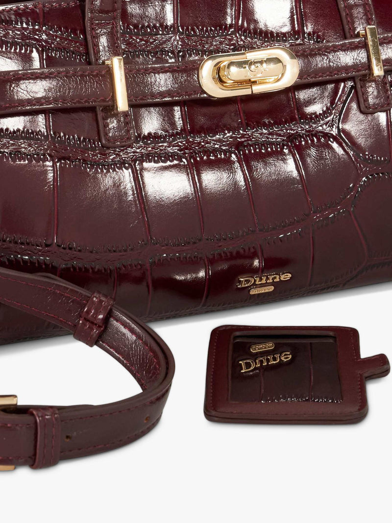 Dune London Depend leather shoulder bag burgundy (British brand)