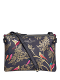 Sara Miller crossbody bag in smokey blue with bird print - British product