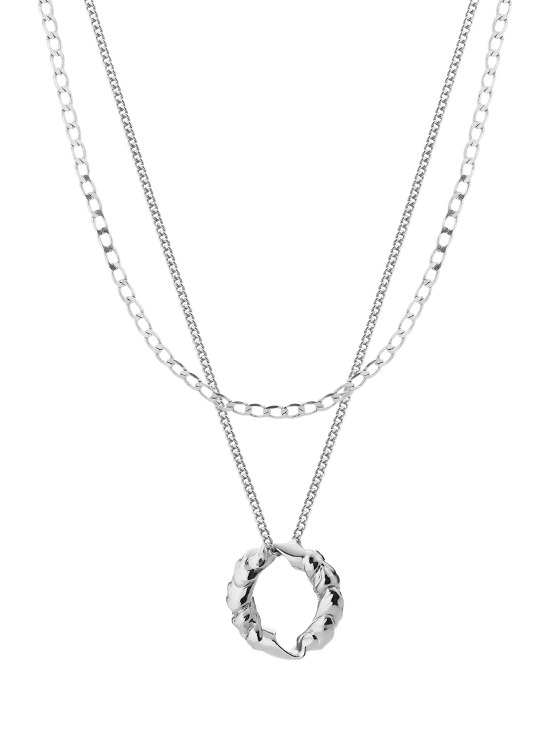 TUTTI Ember double chain necklace in silver, UK version