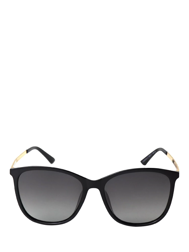 TUTTI oversized polarised sunglasses black gradient gold arms, UK version