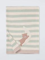 John Lewis John Lewis Daydream Bear Stripe Moses Basket Blanket - Green- Buy online at McGrocer
