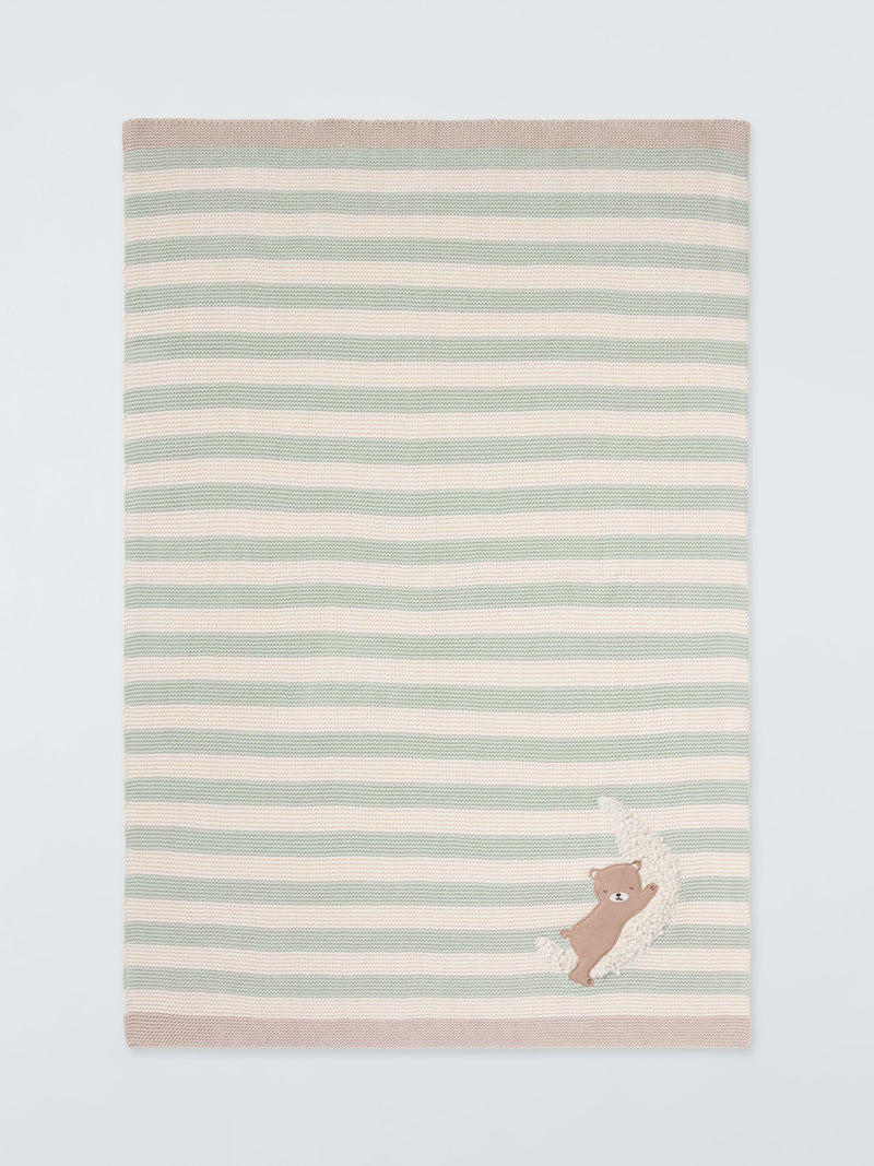 John Lewis green bear stripe blanket 75x100 cm (British brand)