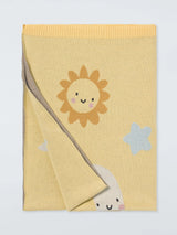 John Lewis John Lewis Daydream Moon Knitted Blanket Yellow Moses Basket- Buy online at McGrocer