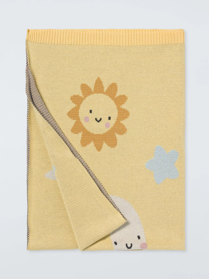 John Lewis knitted blanket yellow for Moses basket, UK version