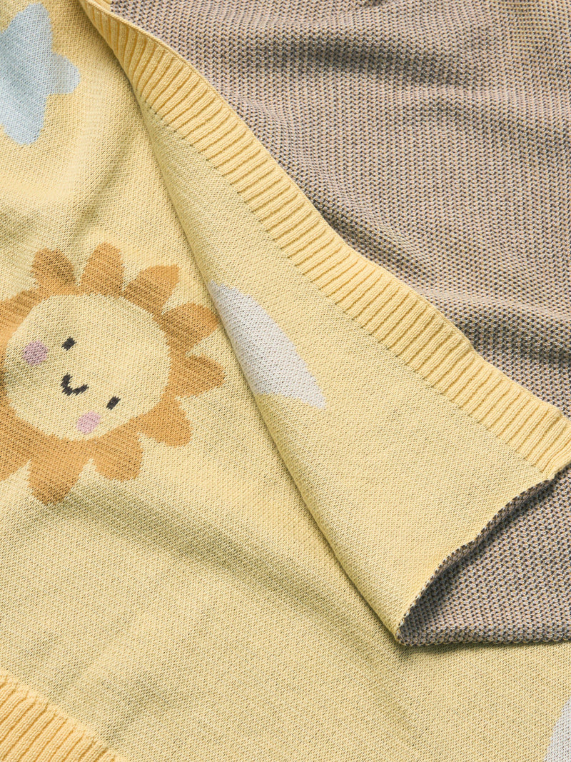 John Lewis knitted blanket yellow for Moses basket, UK version