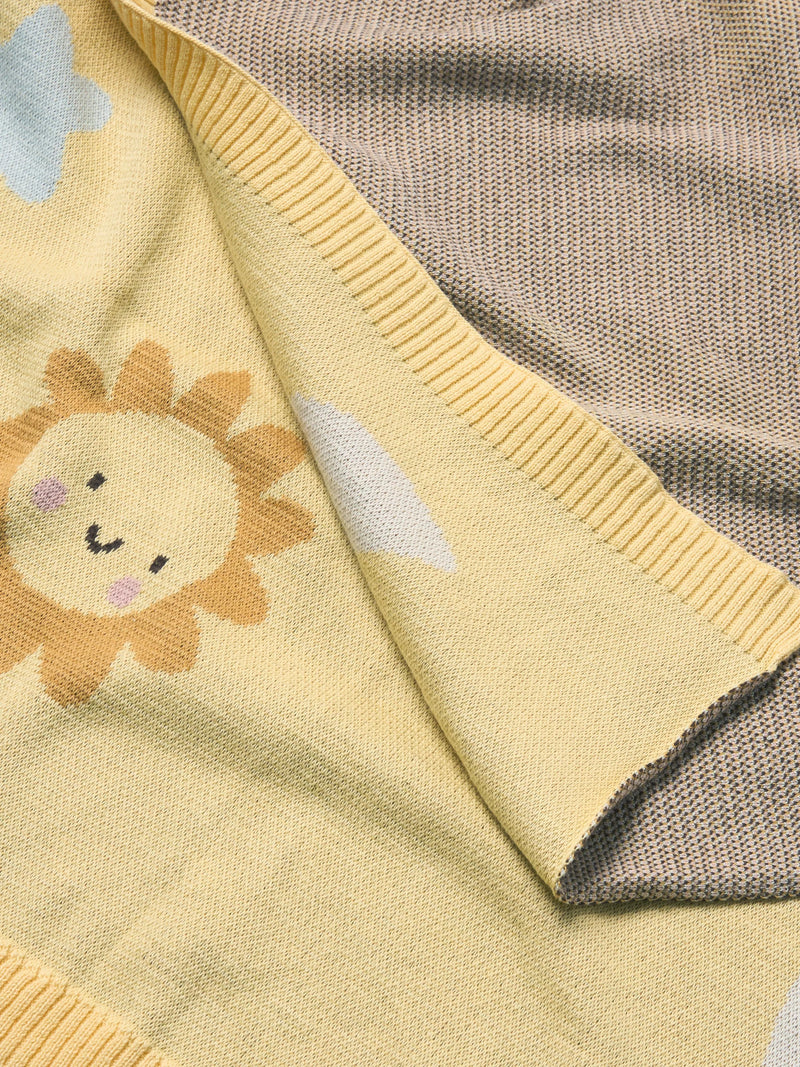 John Lewis knitted blanket yellow for Moses basket, UK version