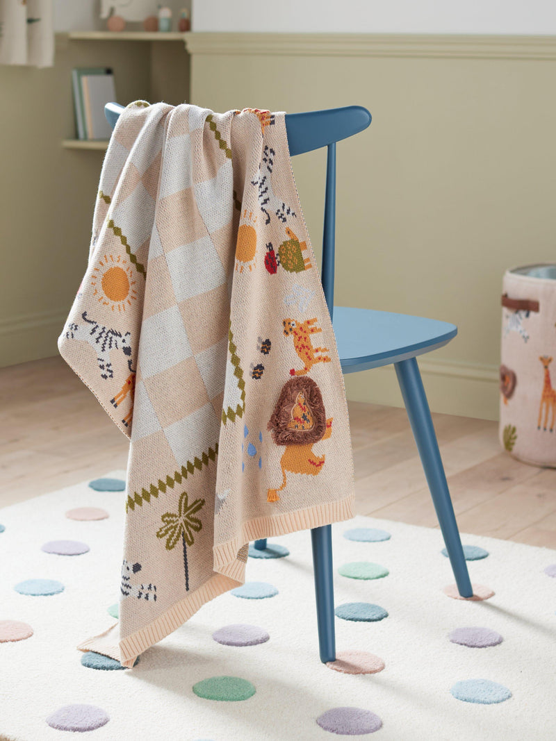 John Lewis safari knitted blanket 75x100 cm, imported from the UK