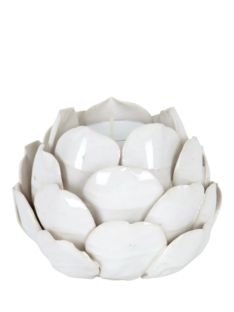 Neptune small stoneware artichoke tealight candle holder off white - British product