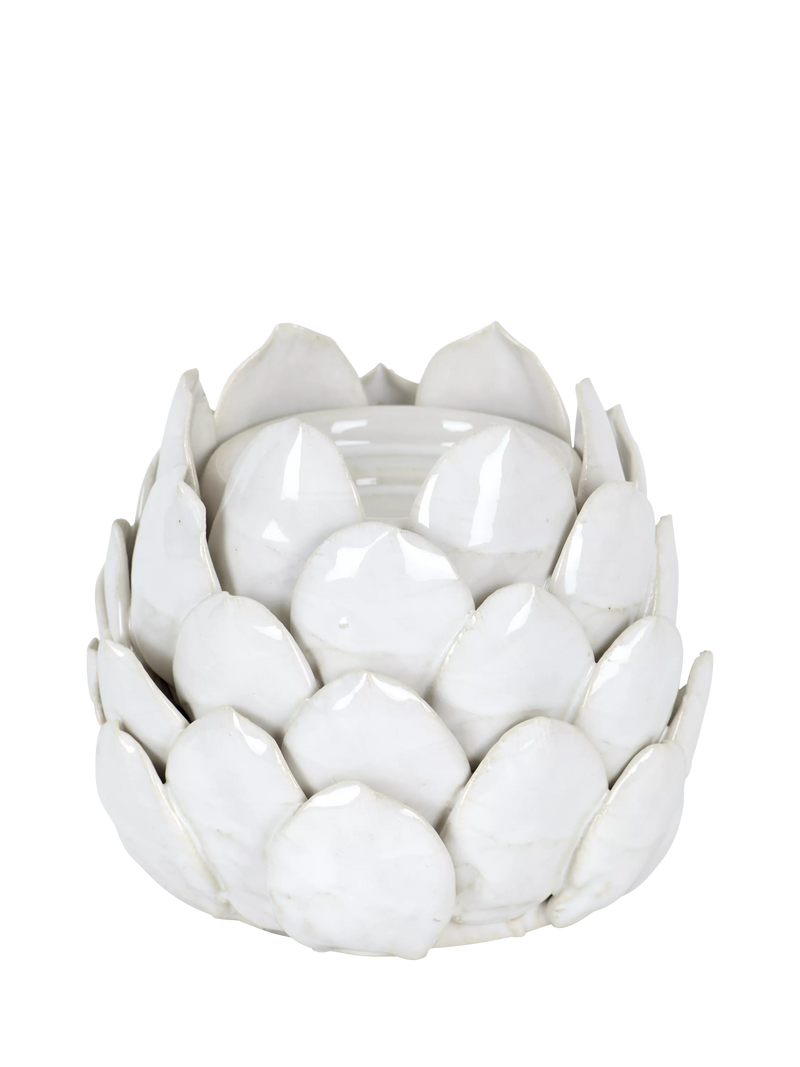 Neptune stoneware artichoke tealight candle holder off white, UK version