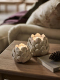 Neptune stoneware artichoke tealight candle holder off white, UK version