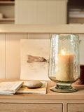 Neptune hammered glass hurricane vase H30.5cm, imported from the UK
