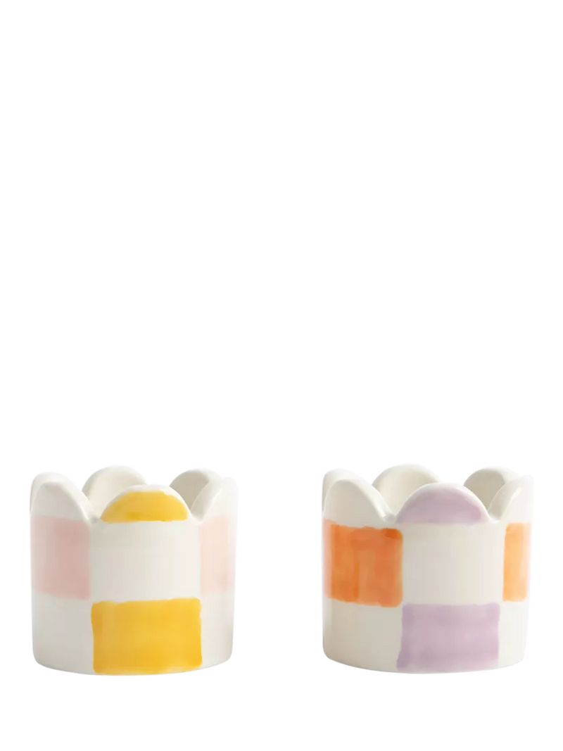 Caroline Gardner check stoneware egg cups pack of 2, UK version