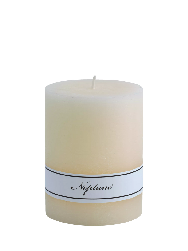 Neptune Blyton unscented wax pillar candle calico 300g (British brand)