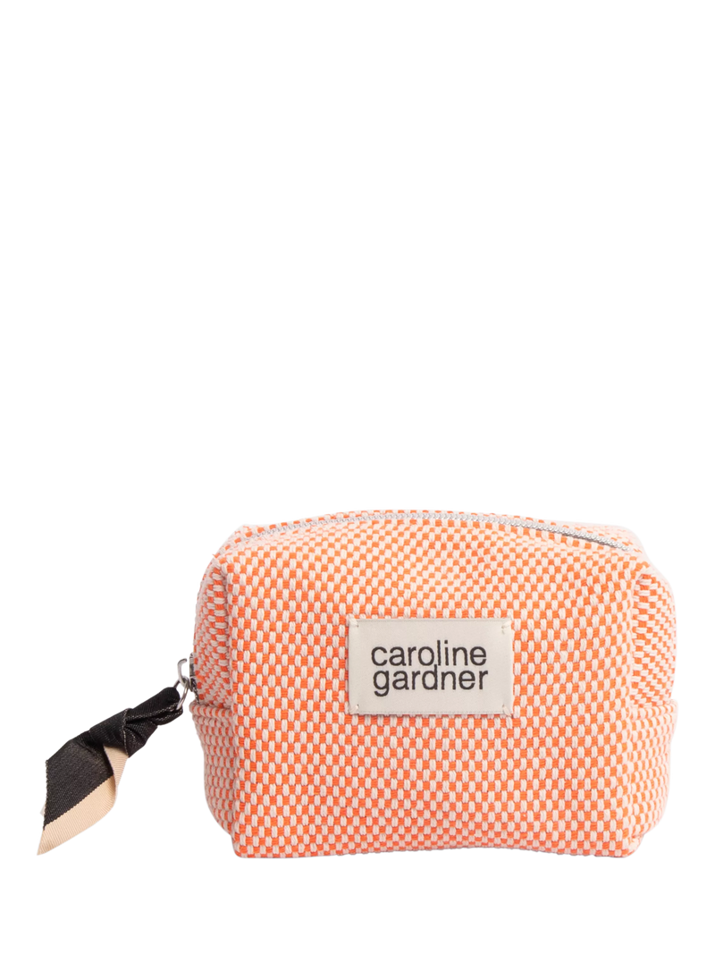 Caroline Gardner mini cosmetic bag orange checks, UK version