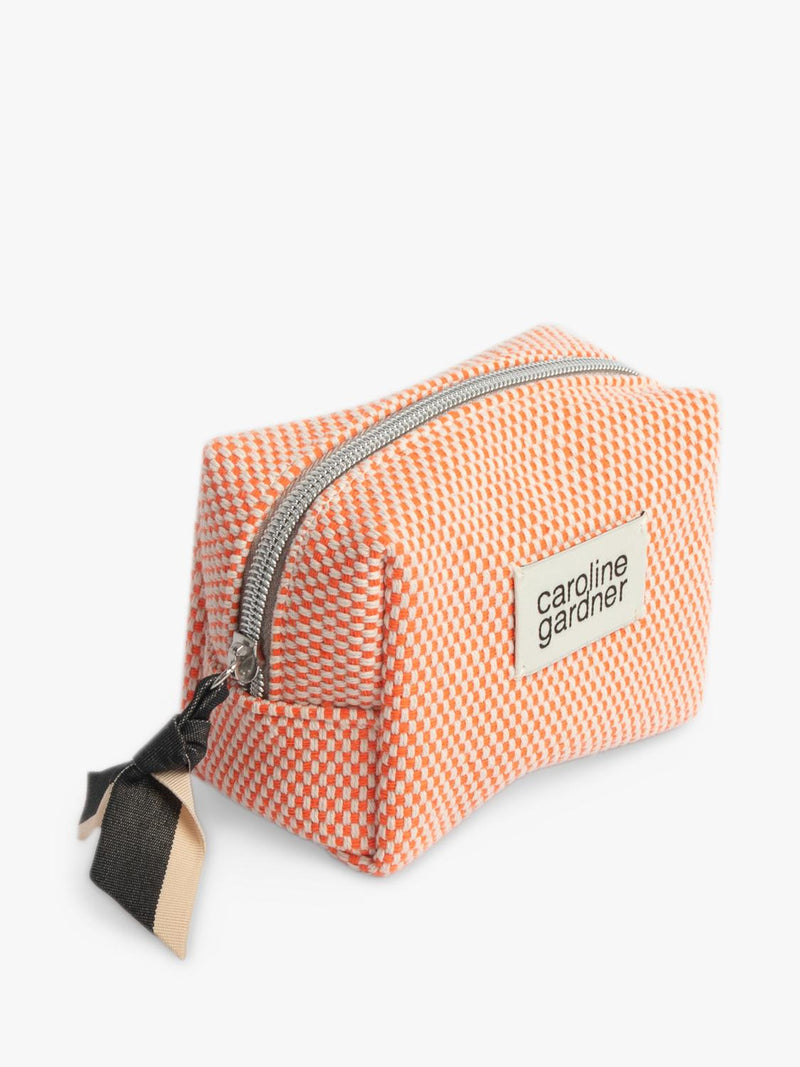 Caroline Gardner mini cosmetic bag orange checks, UK version