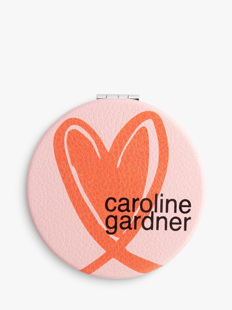 Caroline Gardner pink orange linked hearts pocket mirror, UK version