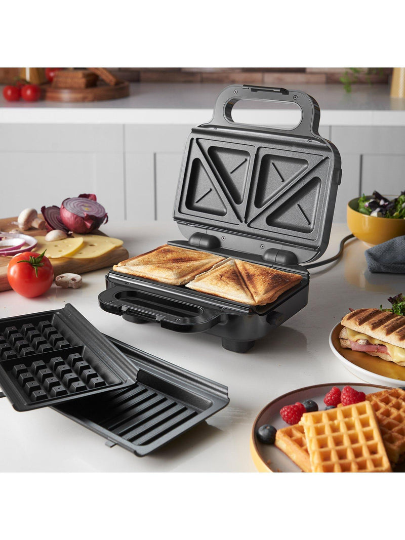 Russell Hobbs 3-in-1 sandwich panini waffle maker black silver - British product