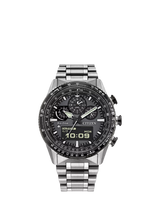 John Lewis Citizen Promaster Skyhawk Chronograph Watch Black Dial Stainless Steel Bracelet- Buy online at McGrocer