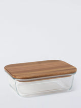 John Lewis John Lewis Rectangular Glass Storage Container with Acacia Wood Lid 1040ml- Buy online at McGrocer