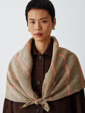 John Lewis Linen & Cotton Blend Stripe Scarf, Brown/Orange