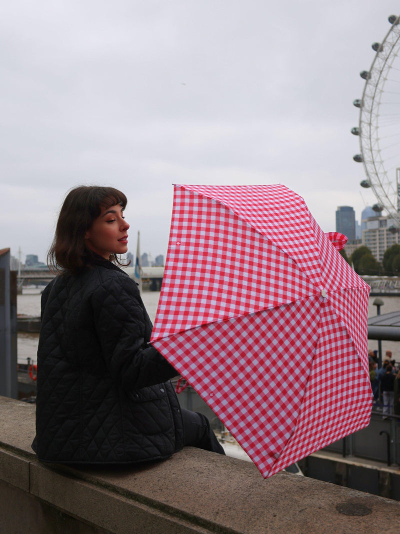 Fulton Tiny 2 Gingham compact umbrella (British brand)