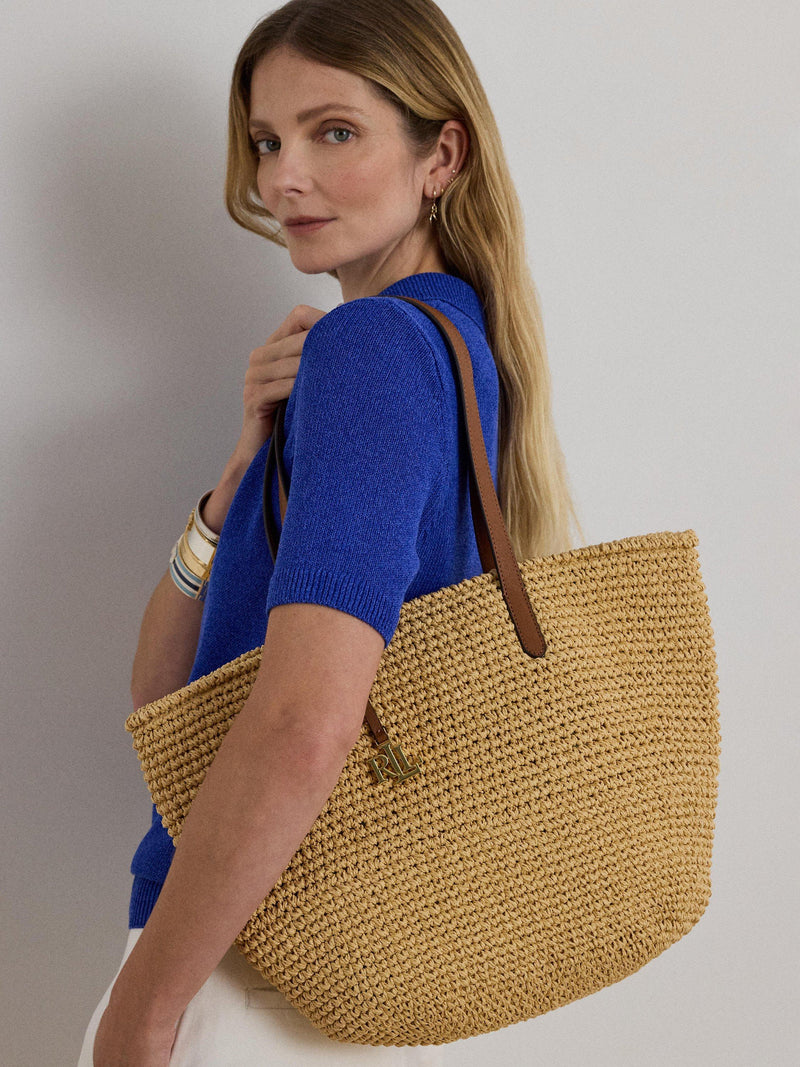Lauren Ralph Lauren crochet straw large tote bag, UK version