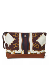 John Lewis Ralph Lauren Canvas Large Equestrian Print Pouch, Tan- Buy online at McGrocer