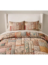 John Lewis Pottery Barn Valentina Rosewood Patchwork Quilted Bedspread King Size- Buy online at McGrocer