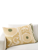 John Lewis Pottery Barn Oria Suzani Lumbar Cushion Cover Straw/Multi 51x76cm- Buy online at McGrocer