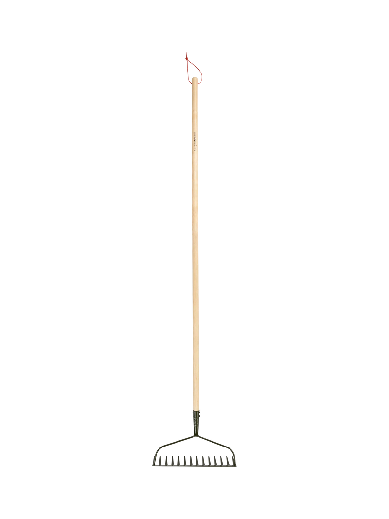 Burgon & Ball green ground rake with ash handle (British brand)