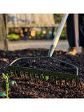 Burgon & Ball green ground rake with ash handle (British brand)