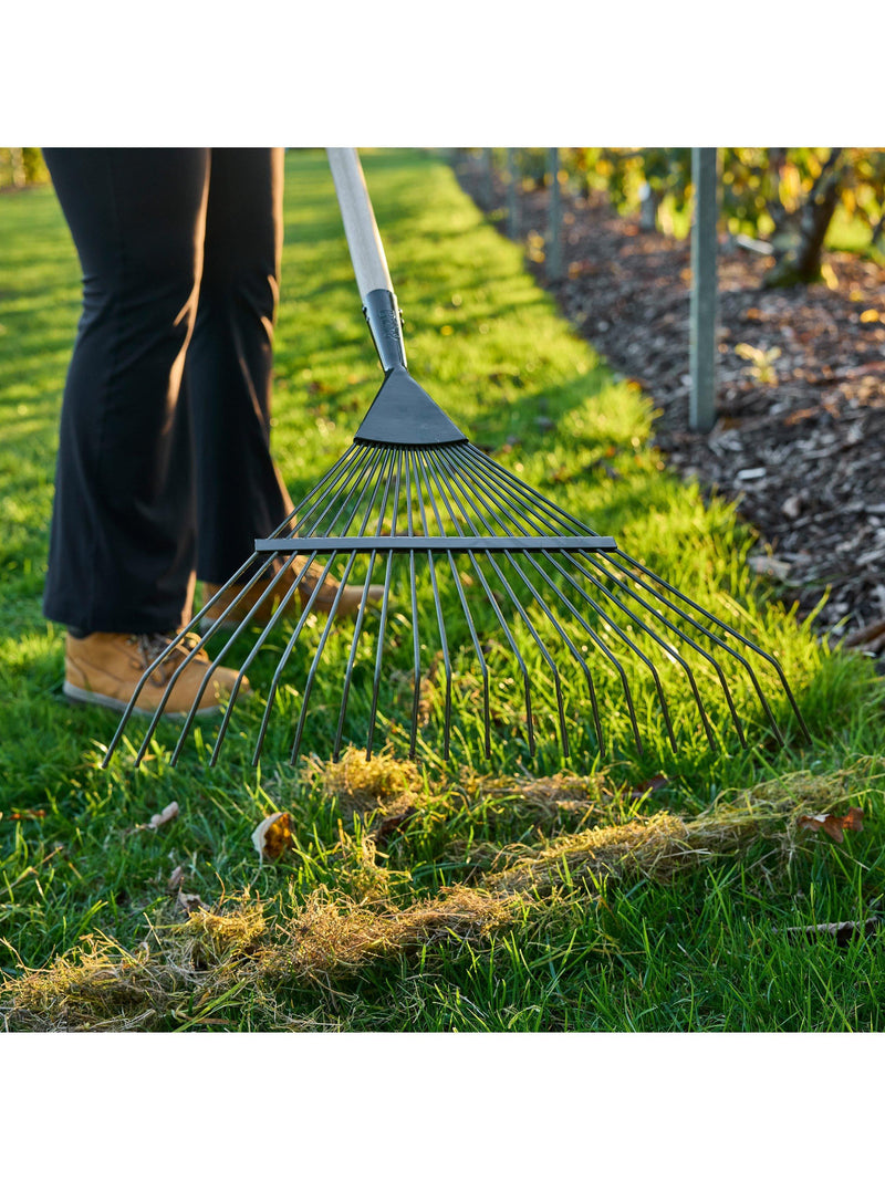 Burgon & Ball BoronGreen lawn rake green (British brand)