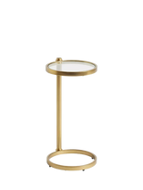 John Lewis Pottery Barn Everson Round Glass C-Table, Brass- Buy online at McGrocer
