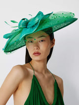 John Lewis Snoxells Sadie Large Disc Hat Green Fascinator- Buy online at McGrocer