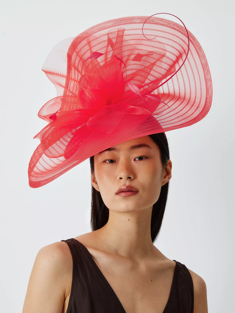 Snoxells medium disc fascinator in red, UK version