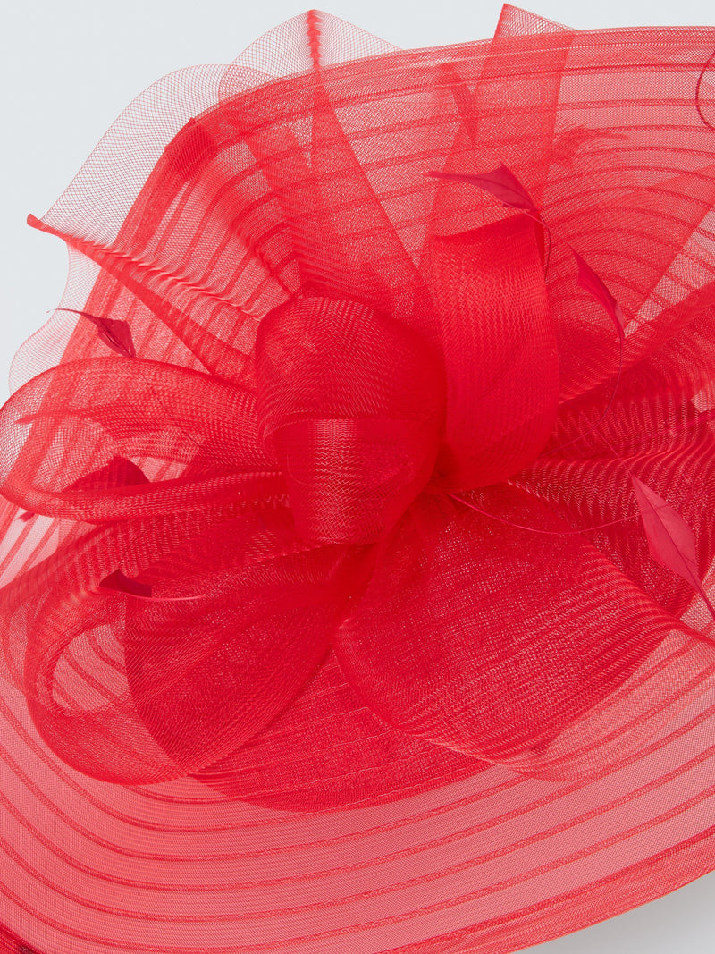 Snoxells medium disc fascinator in red, UK version