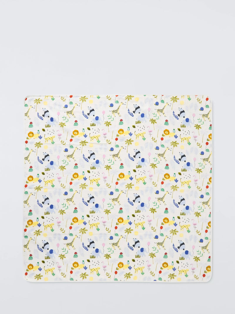 John Lewis muslin blanket Eden Safari Multi 120x120cm, imported from the UK